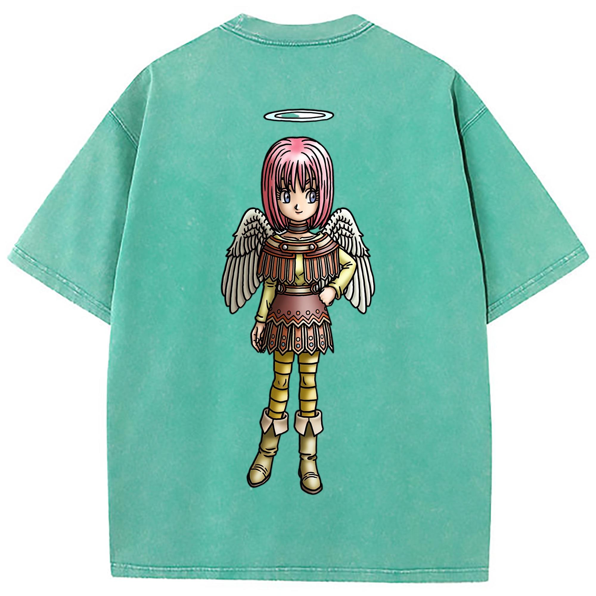 （画像用） ドラゴンクエスト Doragon Kuesuto Dragon Quest 綿100% ヴィンテージ風 半袖Tシャツ（背面プリント）